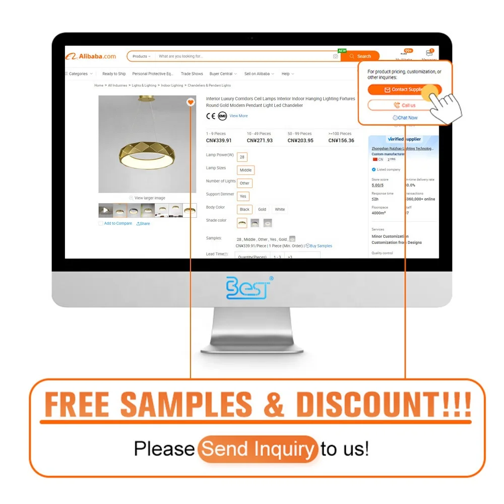 factory suppliers round indoor luxury chandelier black gold LED home Nordic modern crystal Chandeliers & Pendant Lights