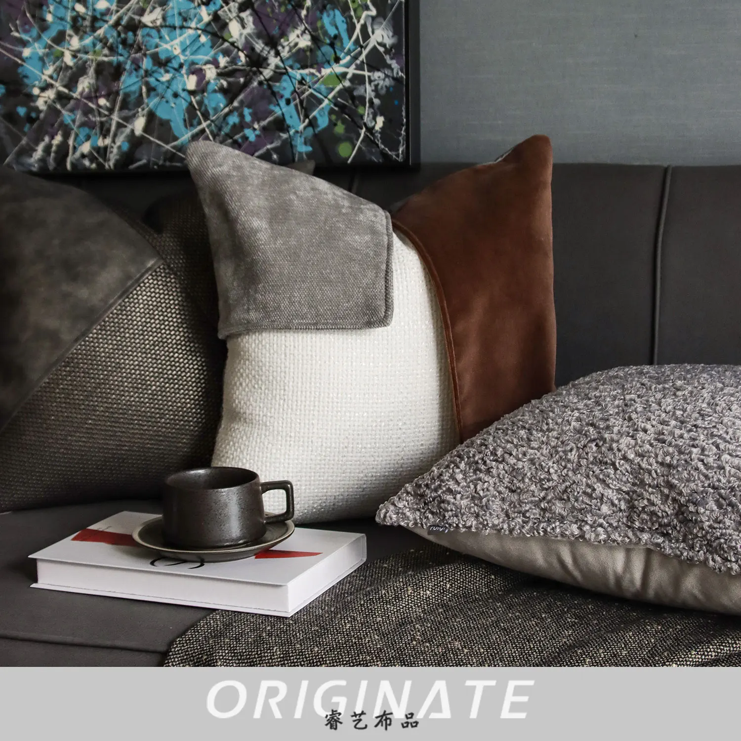 American Promotion Light Luxury Style Gray Brown Home Sofa Pillow Set Square Pillow Bed Cushion Pillowcase