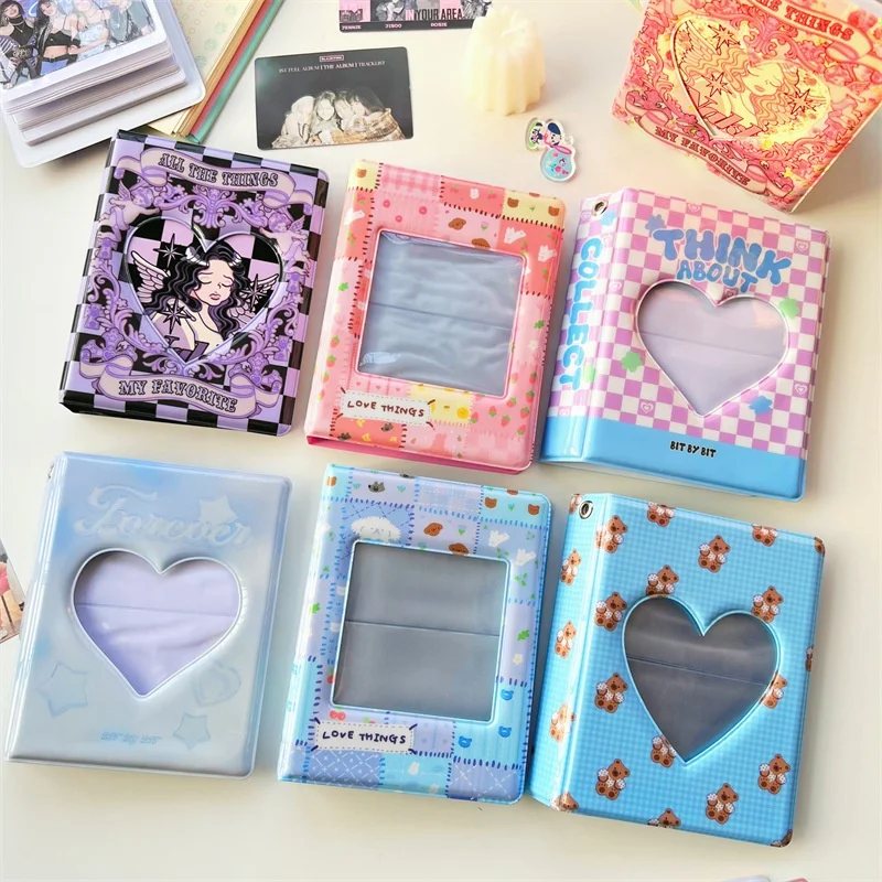 kpop photocard binder custom mini binder collect book Hollow out small love style transparent photocard holder kpop album