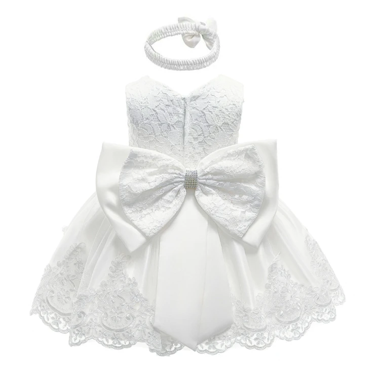 Flower Girls Lace Wedding Dress Baby Girls Christening Cake princess Dresses for Party Occasion Kids Baby Birthday Dress