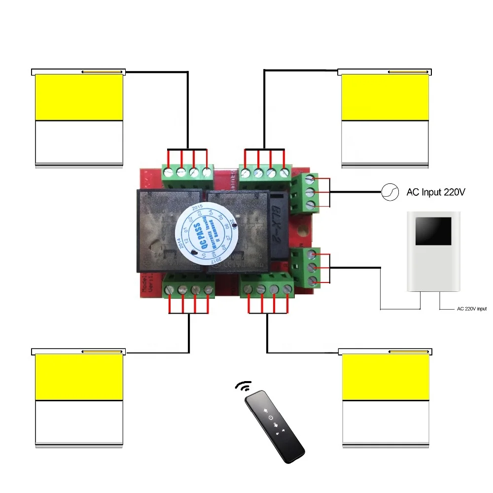 4CH Tubular Motor Group Control Controller Relay For Motorized Curtain Motors