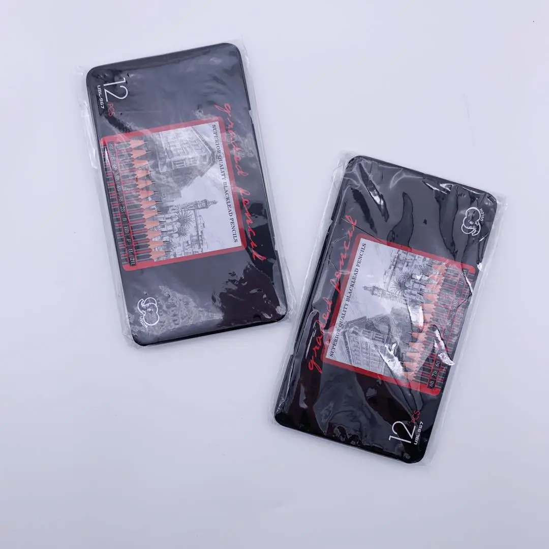 Набор для рисования карандашей 8B 7B 6B 5B 4B 3B 2B B HB F H 2H металлическая жестяная коробка 12