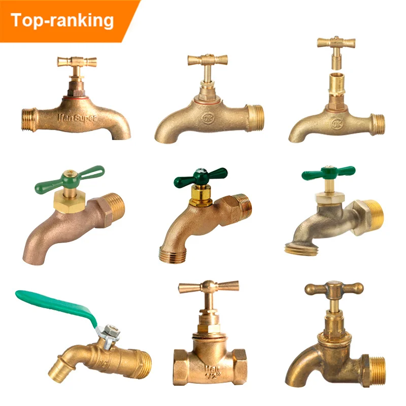 IFAN 1/2' Kitchen Garden Sink Faucet Single Handle Thread Water Tap Outdoor Washing Machine Switch Faucet Brass Bibcock