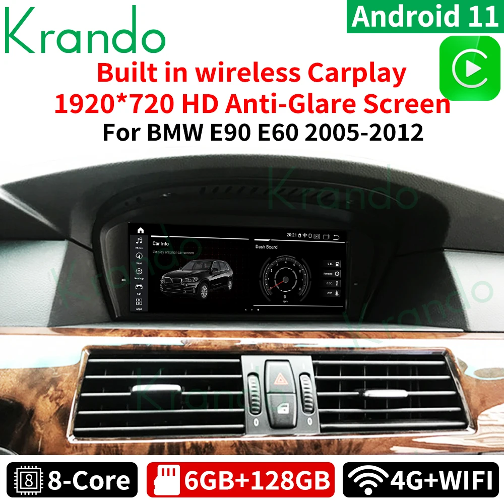 Krando Android head unit  Car Navigation for BMW 5 Series E60 BMW 3 Series E90 2005-2012 Autoraio multimedia player wireless GPS