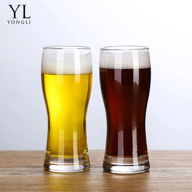500 ML Wholesale factory Mouth Blown High Quality Clear Beer Glass With Decal Hot Sale Beer Glass