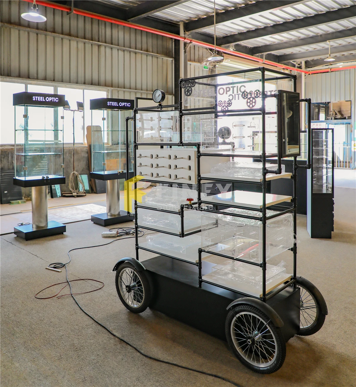 Fashion Modern Eyewear Display Car Shelves Optical Stand  Sunglasses Display Showcase Display Stand with Wheels