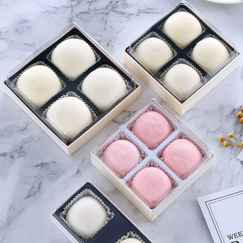  Biodegradable Bread Pastry take away food packaging lunch box delivery Wooden Sushi Packaging