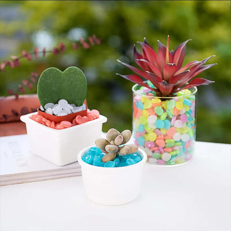 50/100pcs Artificial Colored Nightlight Stone Fish Bowl Landscaping Home Decoration Landscaping pebbles Luminescent Small Stone