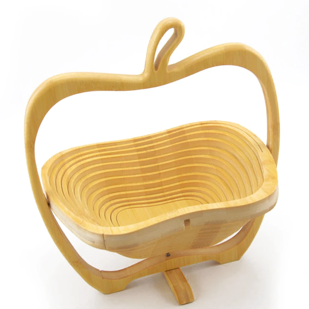 
Amazon Wooden Bamboo Storage Expandable Collapsible Folding Wooden Fruit Basket 