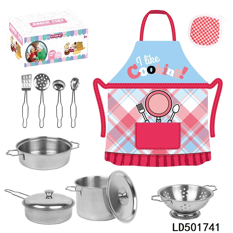 Funny Sitimulation Children Apron Cooking Play Toy Kitchen Apron Hat Deluxe Chef Set Suit Kids Kitchen toys