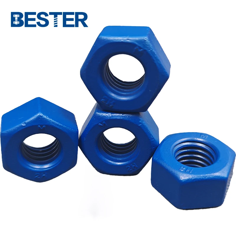 Popular Recommend High Strength Fasteners PTFE Teflon Coated Zinc Planting ASTM A194 2h Heavy Hex Nuts