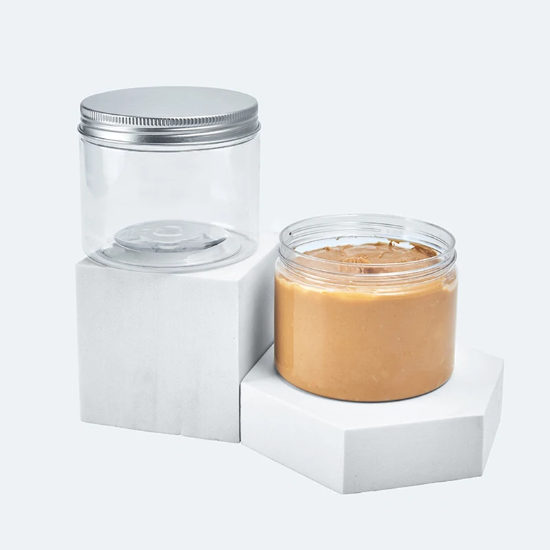 wholesale Food Grade Plastic Jars Containers 8oz Cashew Nuts & Kernels Peanuts Butter Storage food jar with Aluminum Screw Cover