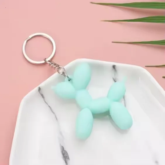 Custom logo Fashion Keychain Balloon Dog Soft Rubber Dog Keychains for Women Bag Pendant Key Ring Key Chain