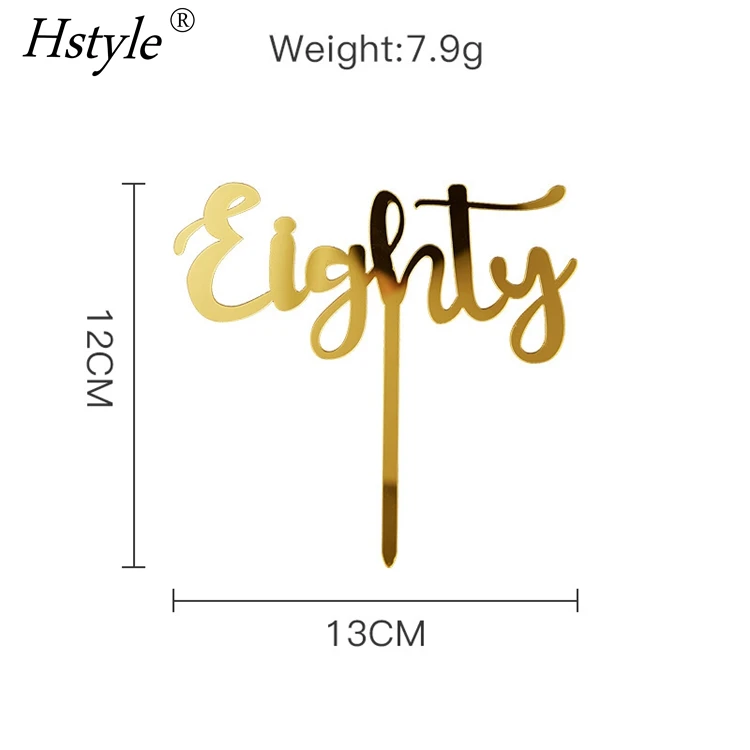 Gold Number Happy Birthday Cake Topper Acrylic Ten Forty Fifty Sixty Seventy Cupcake Topper Birthday Party Cake Decor PQA421