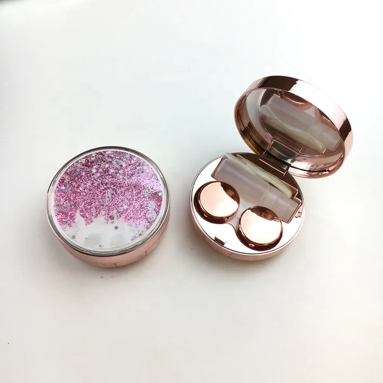 luxury  quicksand bling style contact lenses case accept LOGO printing A-8080