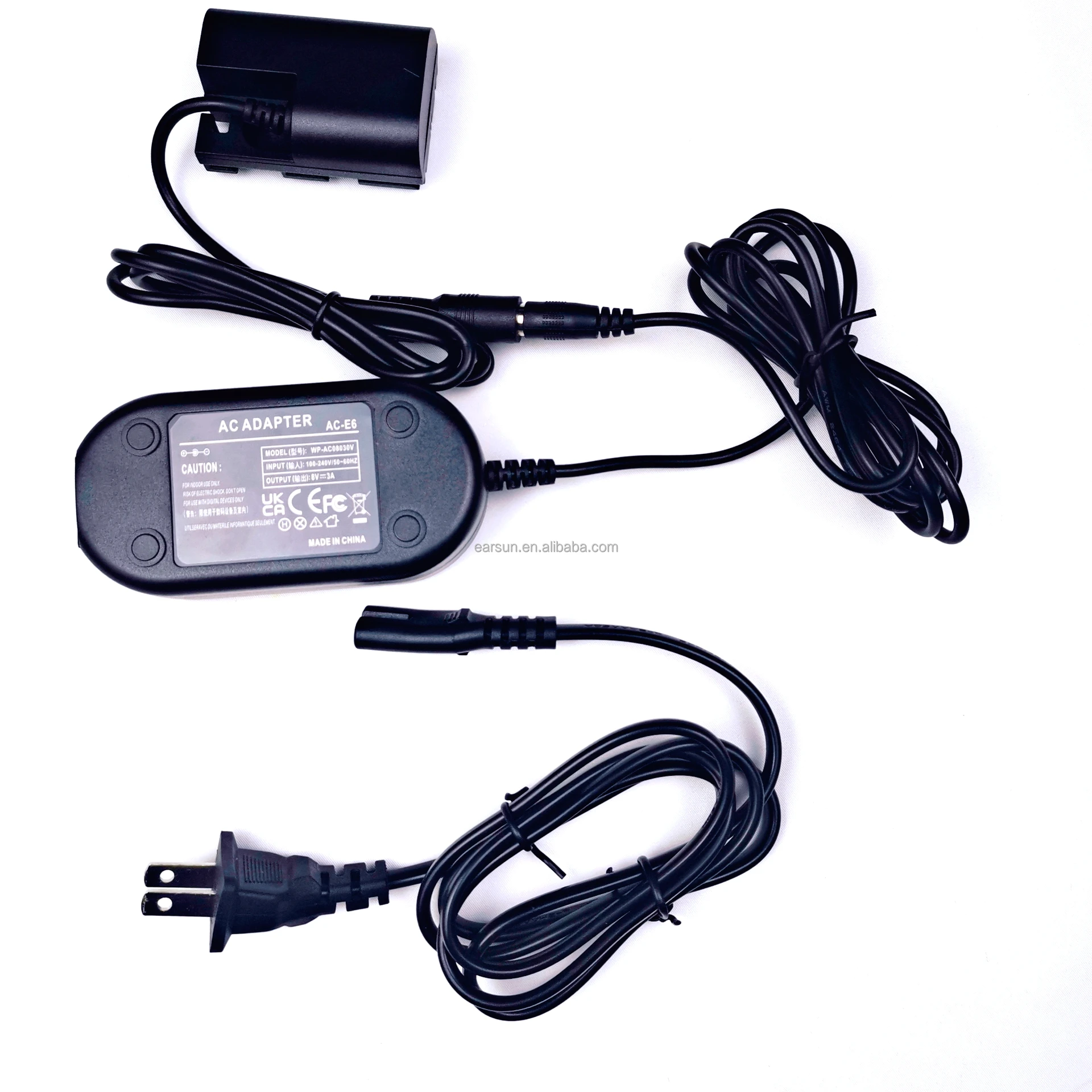 Free shipping ACK-E6 Camera AC Power Adapter Replacement for LP-E6/LP-E6N Dummy Battery for Canon EOS 90D, 80D, 70D, 7D Mark II