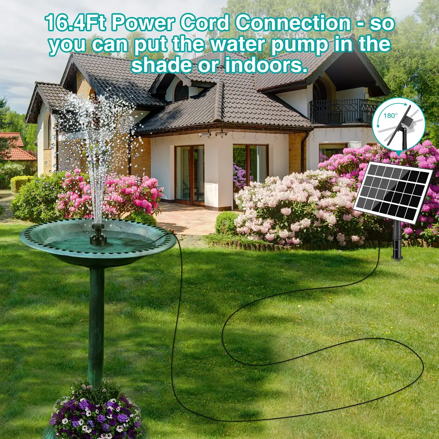 Home Decor Water Ornaments Solar Powered Colorful Fountain 7v 3.5w Floating Solar Water Fountain