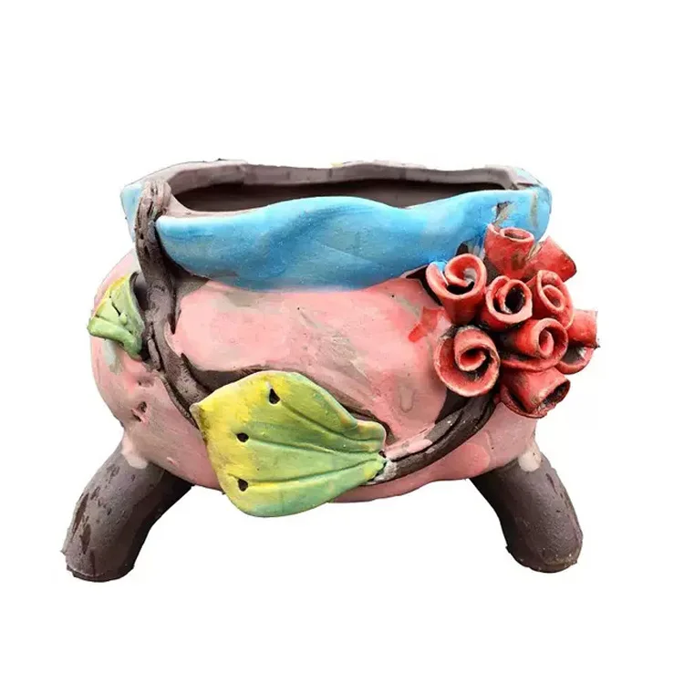 Creative flower pot succulent cactus simple pottery three Legs Planters Ceramic Flower Pots Home Decor