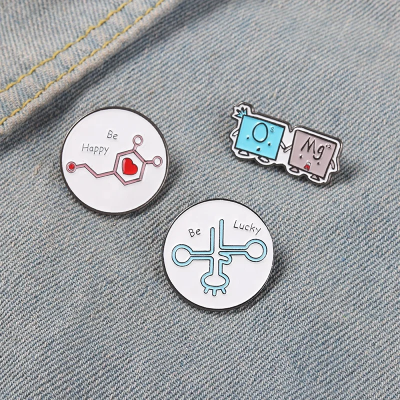 Cartoon chemical geometry molecular modeling alloy paint badge clothing brooch