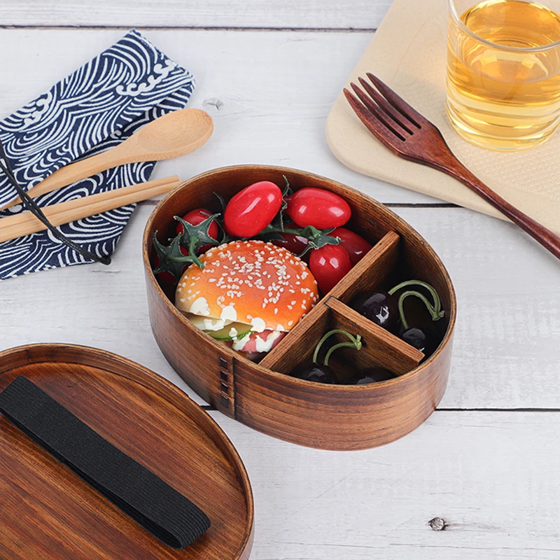 Factory Direct Hot Selling Japan Style Wooden Food Lunch Container With Compartment