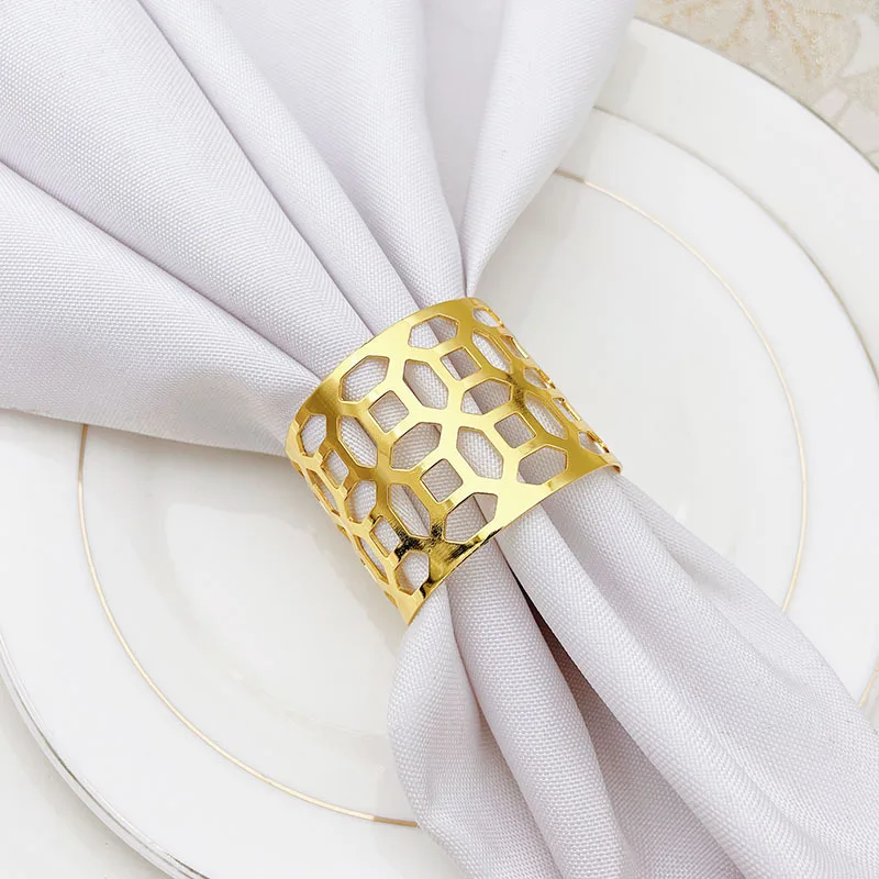 
Wholesale napkin rings iron round metal gold rose gold decoration napkin buckle for party 