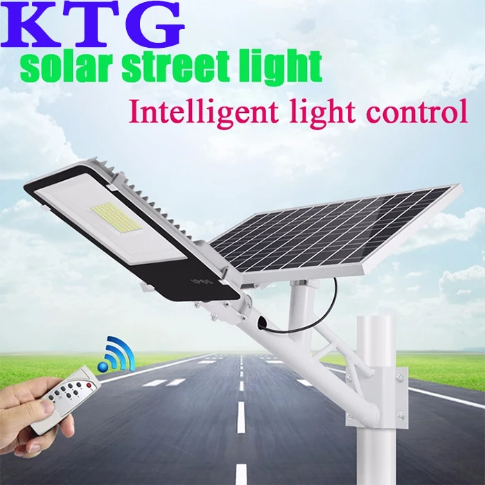 50W 100W High Power Lens Luminaire Outdoor Ip65 Waterproof Cctv Camera 60 80 Watt All In two Led Solar Street Light With Sensor