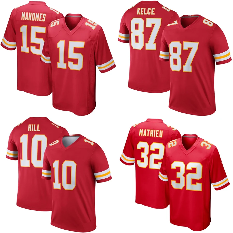 Лидер продаж, Джерси для американского футбола с вышивкой «Канзас-Сити», мужская форма Красной команды «s», № 15 maбыс № 87 Kelce #10 Hill