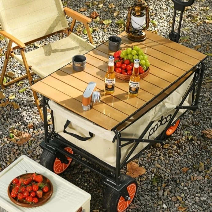 Electric outdoor folding wagon electric beach folding wagon cart with front omni-directional wheel ride on camping cart