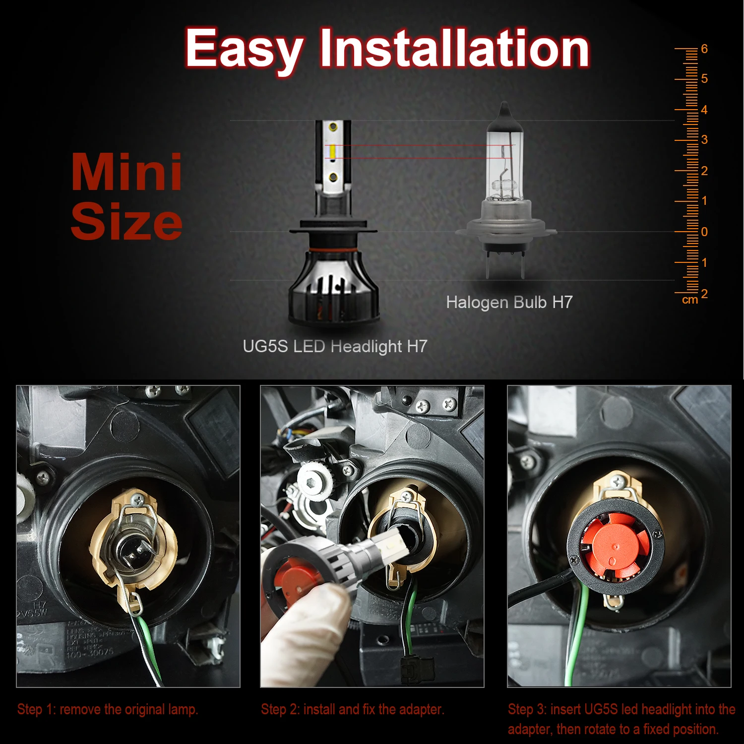Uggv UG5S автомобильных фар Светодиодные лампы h7 h4 h8 9006 h13 9004 9007 h11 с 80w 9000lm 50000
