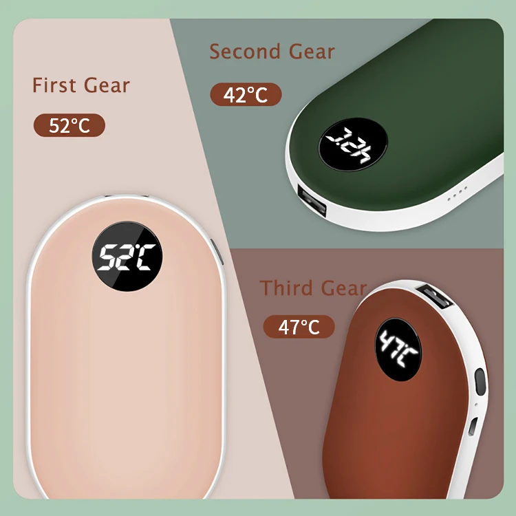 Hot Selling Mini Heater Size 5000mah Hand Warmer Power Bank With LED Digital Display Electric Rechargeable Hand Warmer For Phone