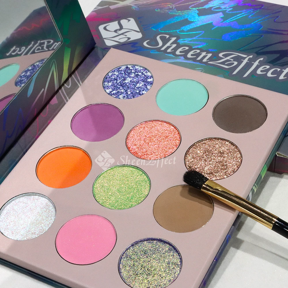 sheeneffect 12colors cream duochrome makeup eyeshadow palette matte shimmer highligter eyeshadow palette case