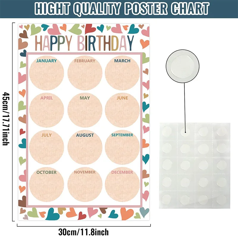 Birthday Bulletin Board Decorations Birthday Calendar Posters Boho Happy Birthday Chart Poster for Classroom