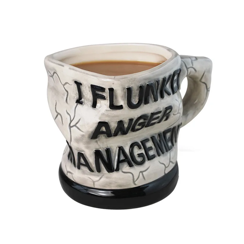 New Twisted Ceramic Mug Anger Management Distorted Mug Coffee Mug