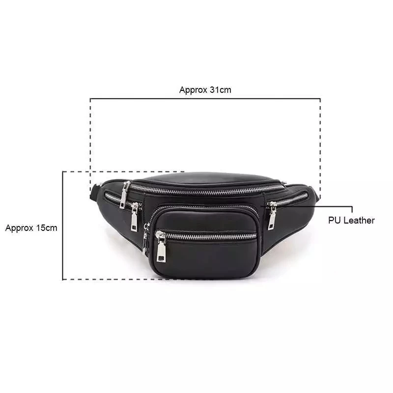 
Hot Style Men Black PU Leather Waterproof Waist Bag Cross-belt Wallet Pouch 