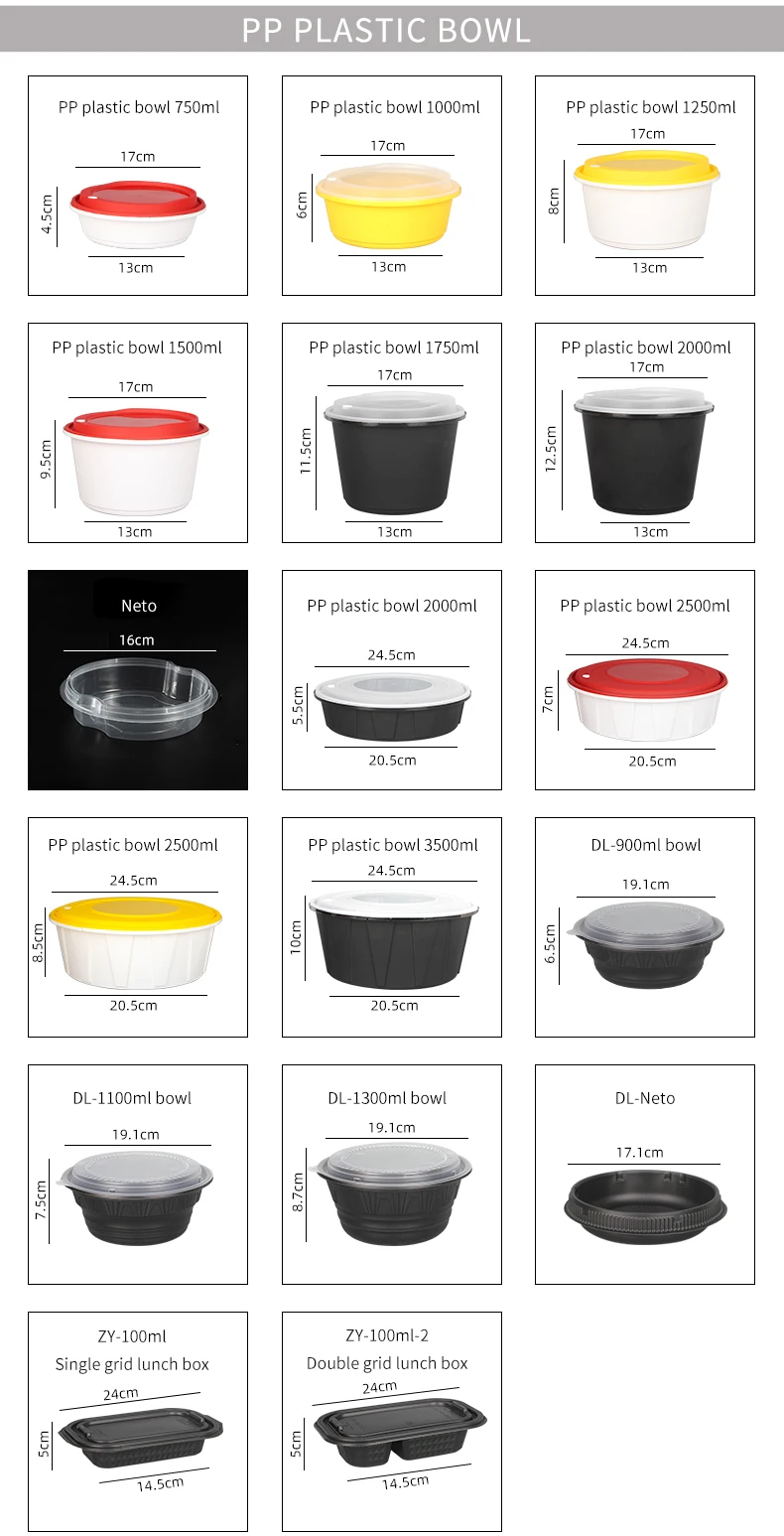 LOKYO microwave round pp plastic meal prep round soup bowls food packaging disposable plastic bowl