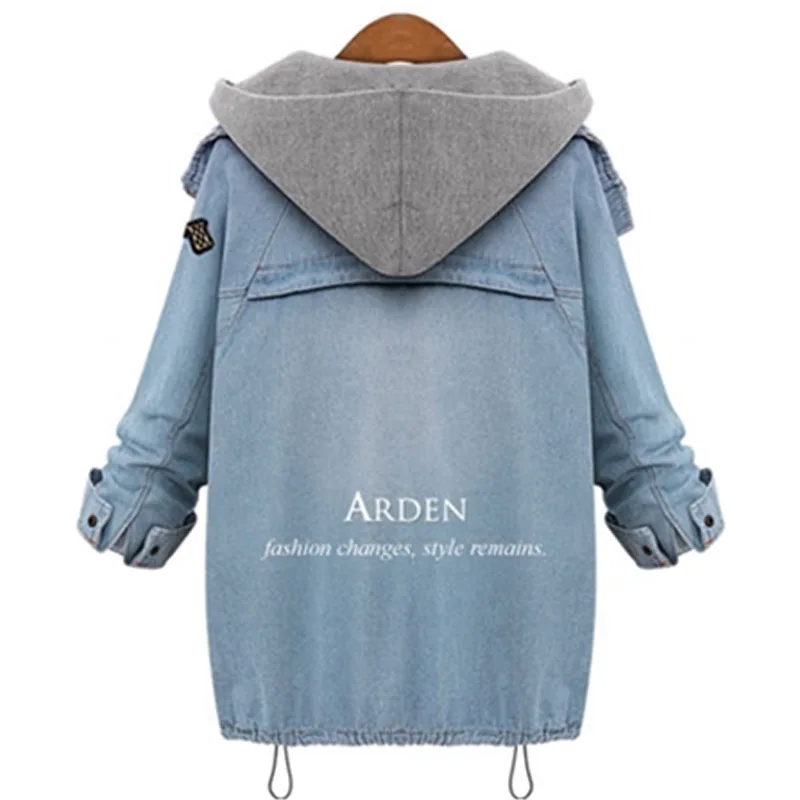 Ladies Two Piece Hooded Vest Coat Women Blue Jeans Jacket Plus Size Denim Jackets for Woman