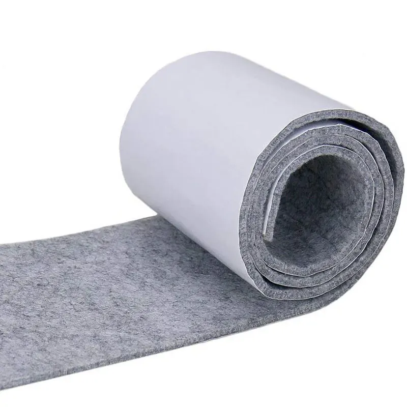 Soft black non woven felt roll 3MM soft aerogel wool felt fabric stripe 3M self adhesive felt tapes for DIY furniture protect