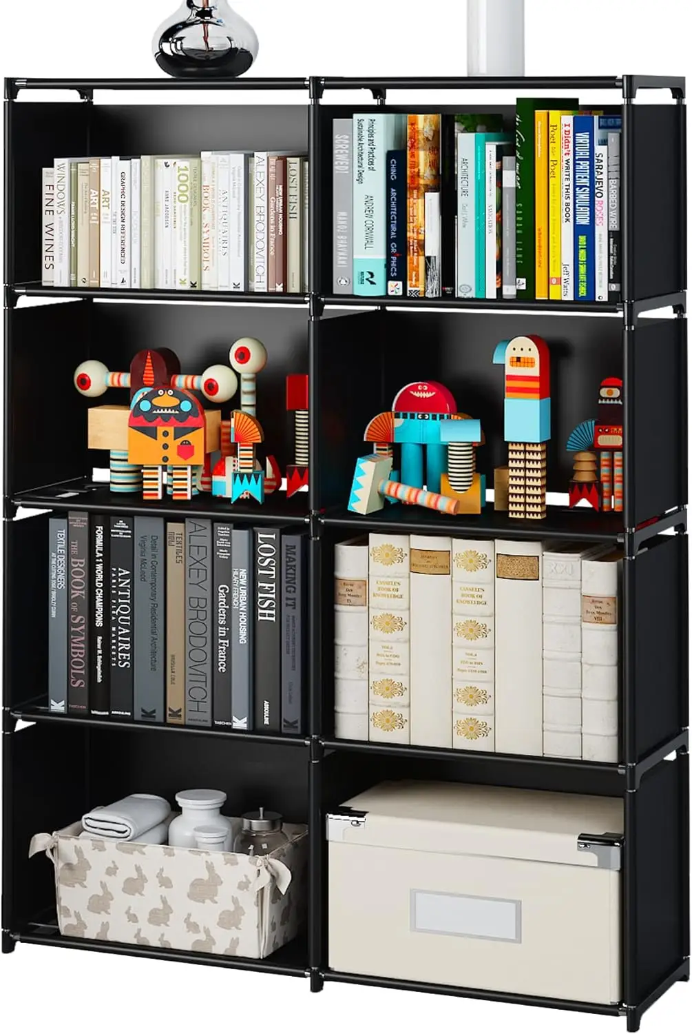 Bookshelves, Assembled Storage Rack, Bedroom Living Room Vertical Cabinet Bookshelf, Double Row 8-Grid Multi-Functional