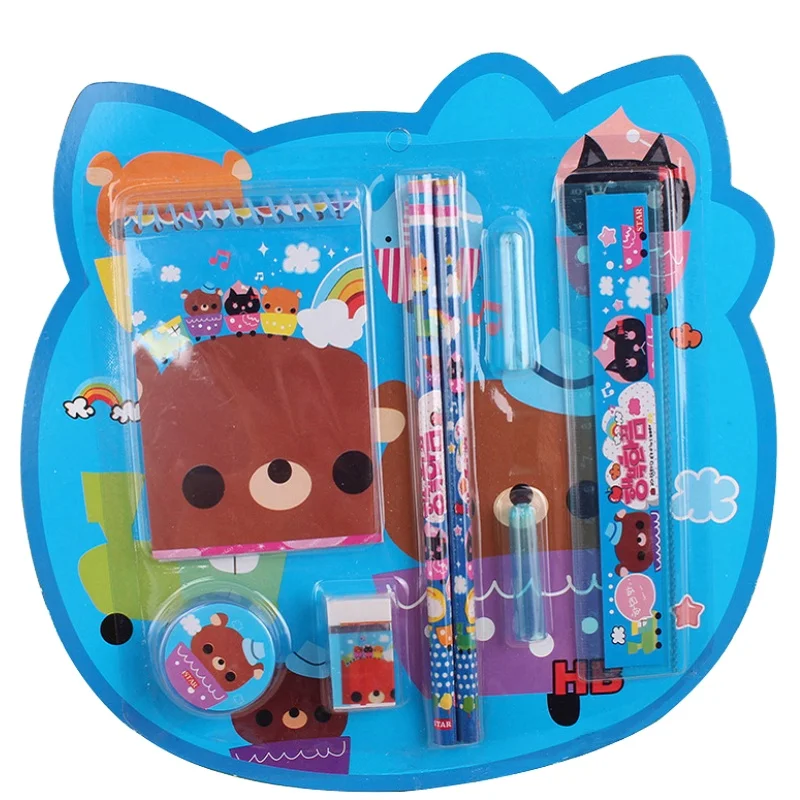 Popular cartoon stationery school supplies 8 pcs pencil eraser set for children