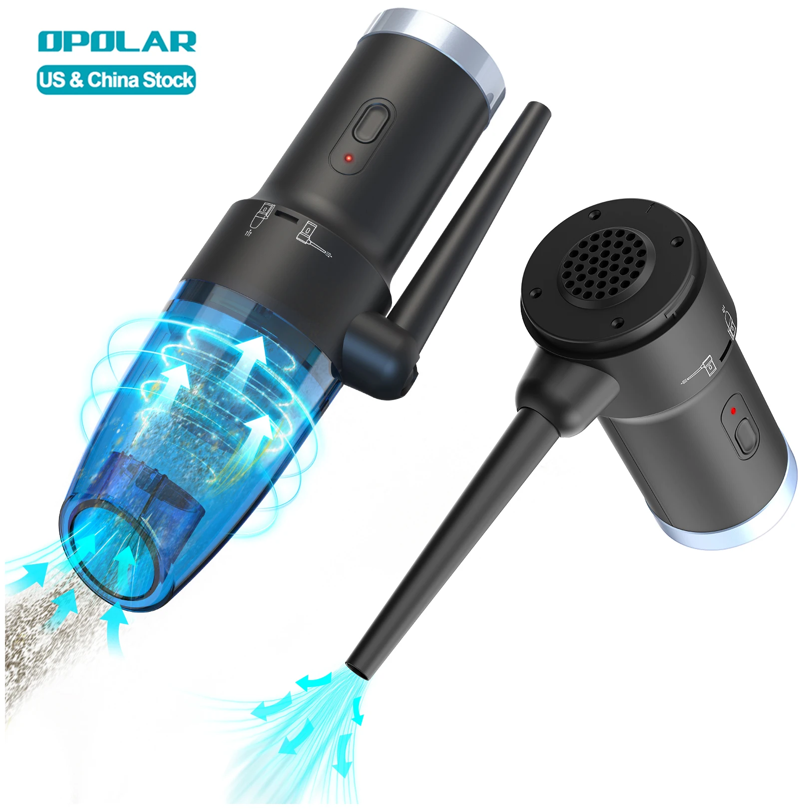 OPOLAR 60000RPM Car Keyboard Cleaner Computer Cordless Air Duster Vacuum 2 in 1 Electric Compressed Rechargeable Air D