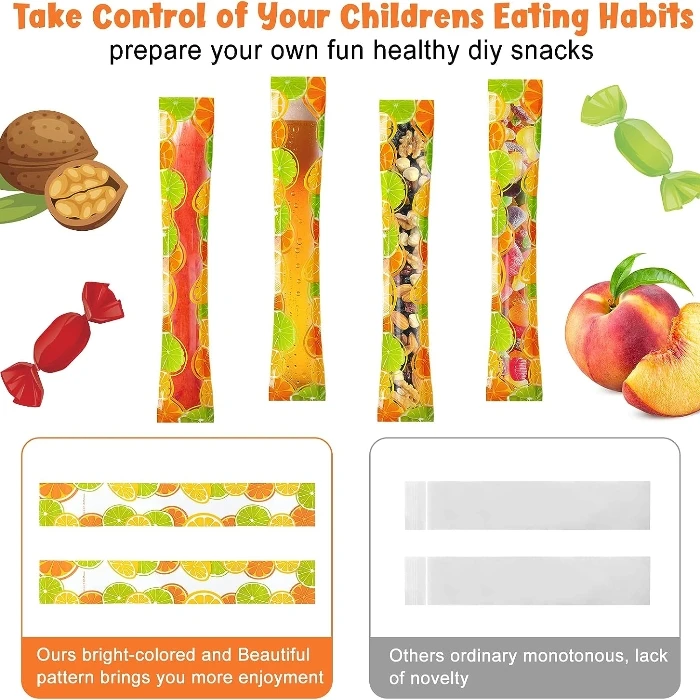 Disposable Ice Popsicle Bags Ice Pops Freeze Pop Bags With Zip Seals  Fruit Juice Plastic Soft Tube Bag for Ice Pop