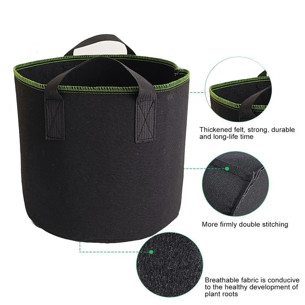 
Eco Friendly 5 10 20 100 Gallon Felt Fabric Vegetable Plant nursery Grow Pot Bag 