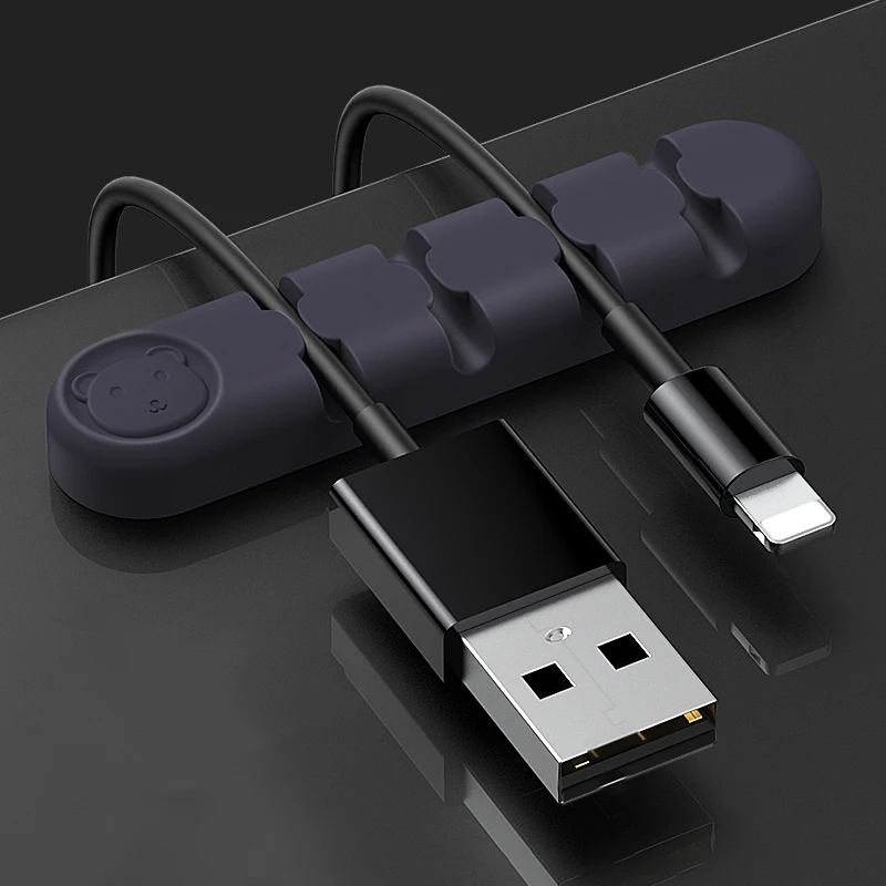 Намотка шнура проволоки Usb держатель зажим Рабочий стол аккуратно Winder гибкий силиконовый кабеля Организатор