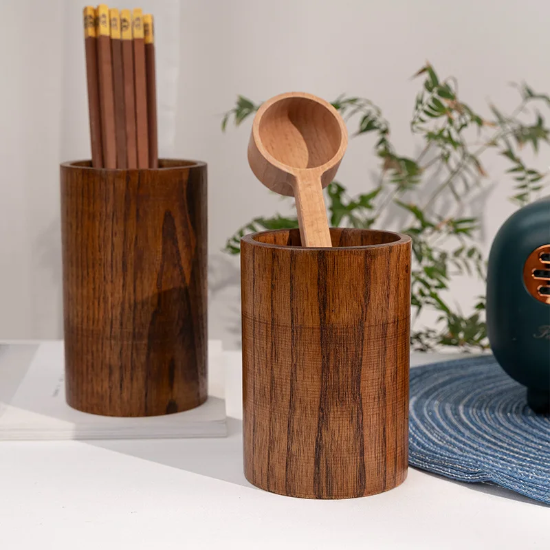 Wholesale household wooden tableware drain tube chopstick cage