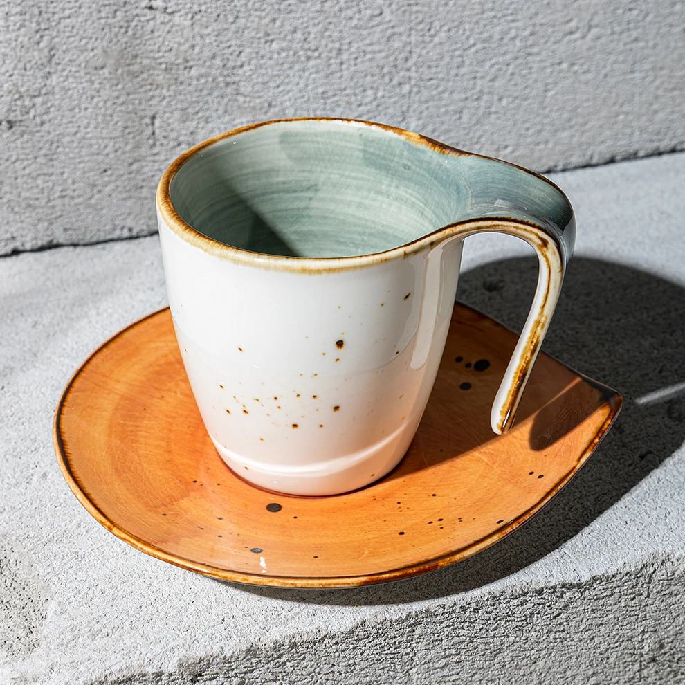 Jiujiuju оптовые новые уникальные формы блюдца ручной работы на заказ цвет в скандинавском стиле Speckle 100 мл 200 мл креативные керамические чашки наборы