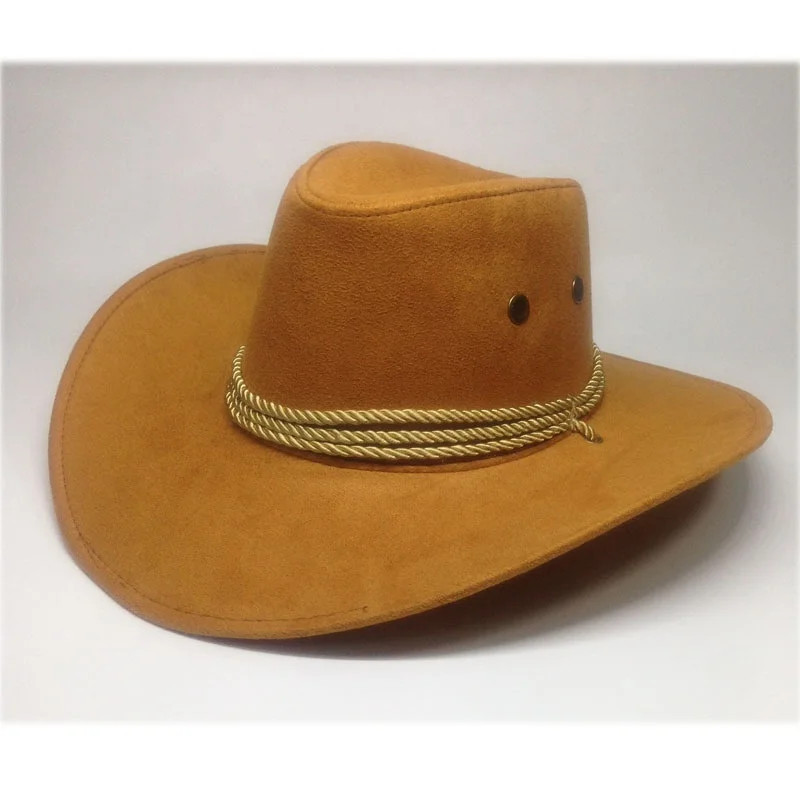 Western Style Cowboy Hat Suede Outdoor Fedora Sun Shading Hat for Men