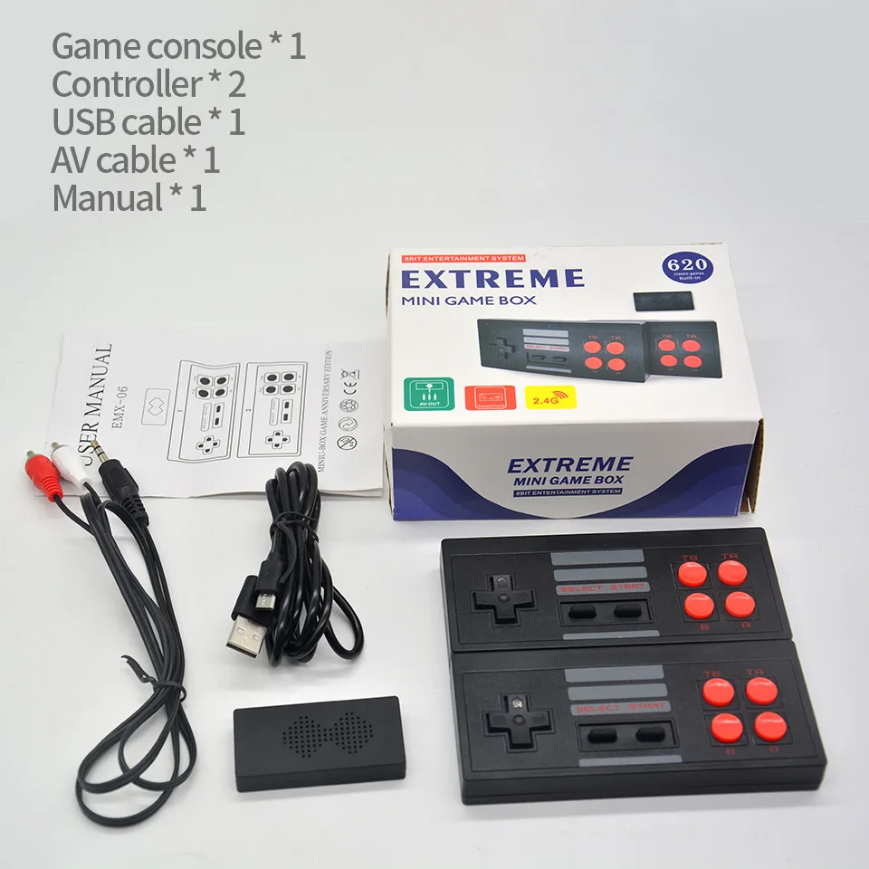 2.4G Wireless Game Joystick Video Player Portable Handheld Consoles AV OUT 620 Classic Retro Games for Kids