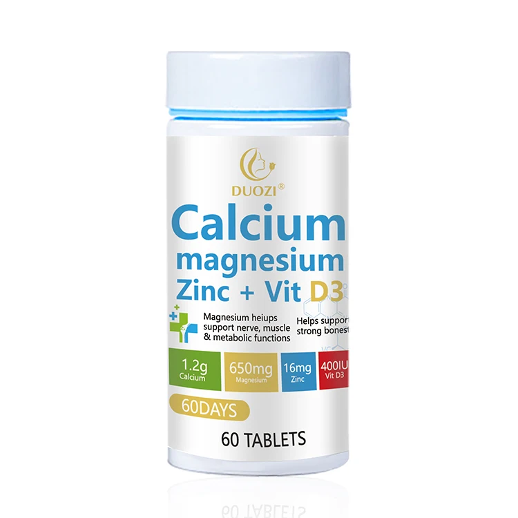 OEM duozi custom logo Bone strength chewable tablet calcium vitamin d Food supplement Calcium magnesium zinc vitamin D3 tablets
