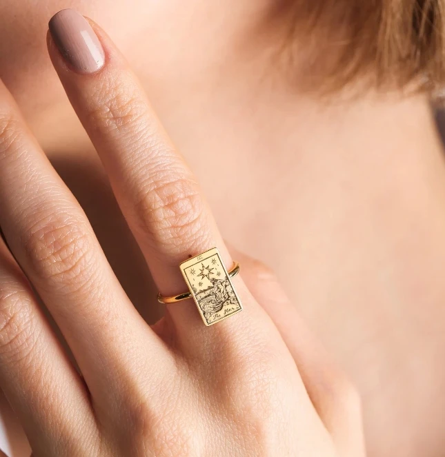 Кольцо Таро Подарочное кольцо для нее или дорогая изящное с подвеской духовное ювелирное изделие из нержавеющей стали