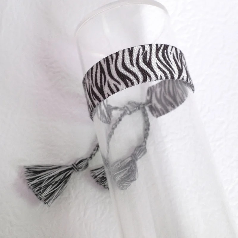European and American fashion leopard print zebra print wrist woven adjustable bracelet